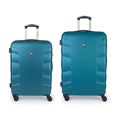 Gabol - London | Juego de Maletas de Viaje Rigidas de Color Turquesa con Trolley Mediano y Trolley Grande