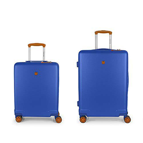 Gabol - Mosaic | Juego de Maletas de Viaje Rigidas de Color Azul con Trolley de Cabina y Trolley Mediano