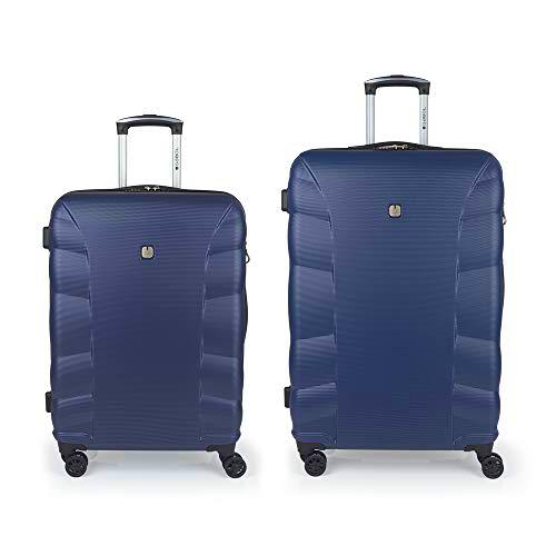 Gabol - London | Juego de Maletas de Viaje Rigidas de Color Azul con Trolley Mediano y Trolley Grande