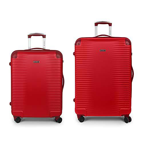 Gabol - Balance | Juego de Maletas de Viaje Rigidas de Color Rojo con Trolley Mediano y Trolley Grande