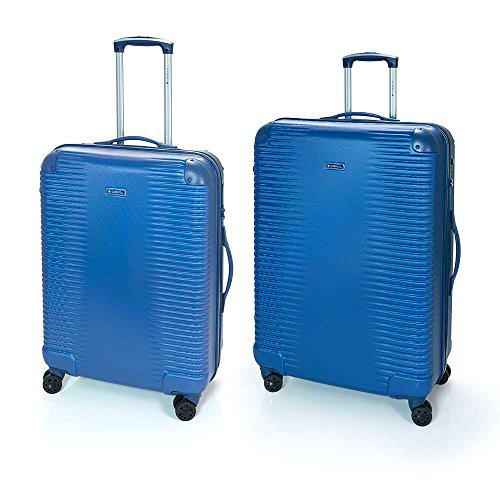 Gabol - Balance | Juego de Maletas de Viaje Rigidas de Color Azul con Trolley Mediano y Trolley Grande