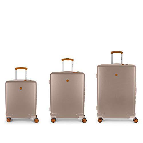 Gabol - Mosaic | Set de Maletas de Viaje Rigidas de Color Champán con Maleta de Cabina