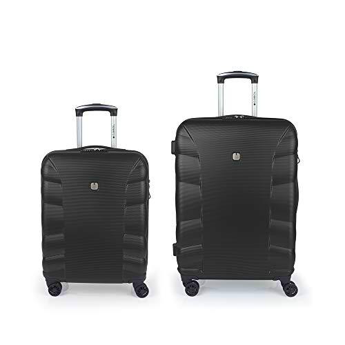 Gabol - London | Set de Maletas de Viaje Rigidas de Color Negro con Maleta de Cabina y Trolley Mediano