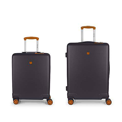 Gabol - Mosaic | Juego de Maletas de Viaje Rigidas de Color Gris con Trolley de Cabina y Trolley Mediano