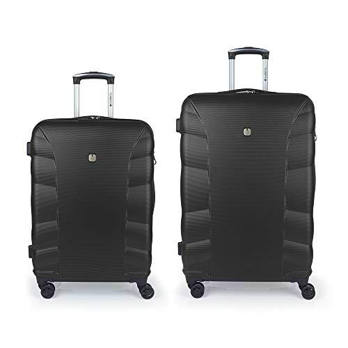 Gabol - London | Juego de Maletas de Viaje Rigidas de Color Negro con Trolley Mediano y Trolley Grande