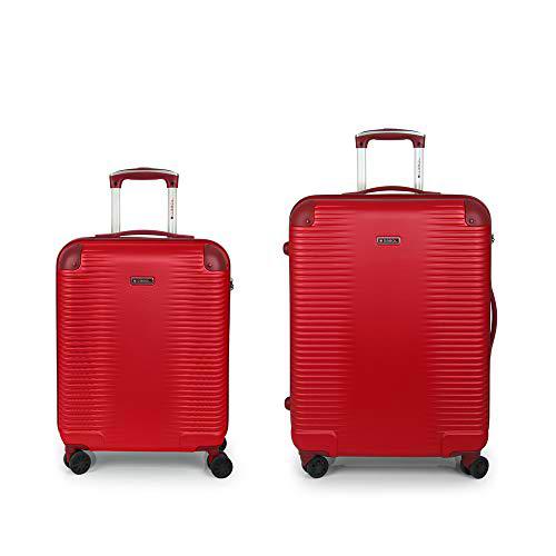 Gabol - Balance | Juego de Maletas de Viaje Rigidas de Color Rojo con Trolley de Cabina y Trolley Mediano
