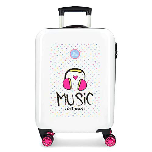 Roll Road Music Maleta de cabina Rosa 37x55x20 cms Rígida ABS Cierre combinación 34L 2,6Kgs 4 ruedas dobles Equipaje de Mano