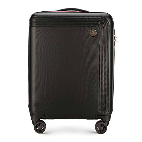Robusta Maleta con Ruedas para Equipaje de Mano de Wittchen Negro Carretilla rígida de ABS con Bloqueo de combinación de 4 Ruedas Pequeño