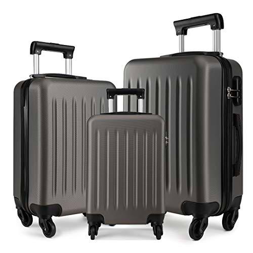 Kono Maletas para Maletas con Maletas rígidas de 3 Piezas con 4 Ruedas giratorias Estuche de Viaje Ligero con ABS de 19"24" 28"(Set de 3,Gris)