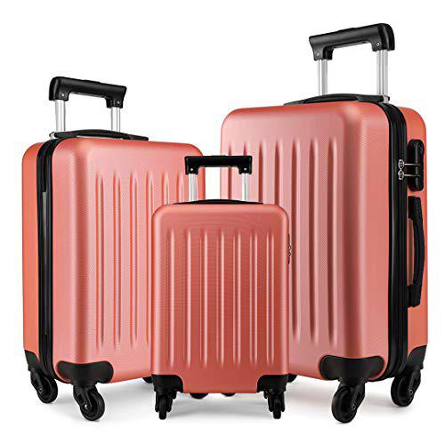 Kono Maletas para Maletas con Maletas rígidas de 3 Piezas con 4 Ruedas giratorias Estuche de Viaje Ligero con ABS de 19"24" 28"(Set de 3,Desnudo)