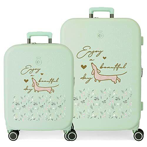 Enso Beautiful Day Juego de Maletas Verde 55/70 cms Rígida ABS Cierre TSA Integrado 116L 7,54 kgs 4 Ruedas Dobles Equipaje de Mano