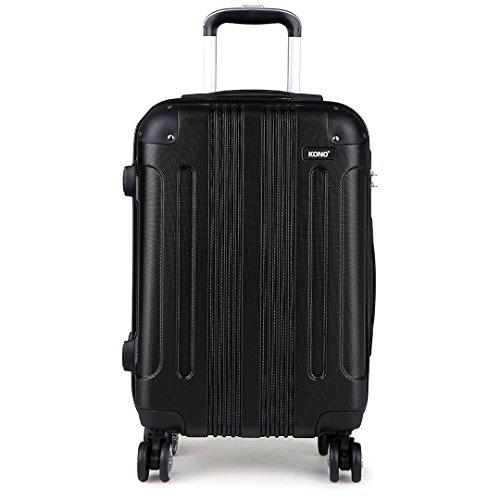 Kono ABS Maletas de Viaje Rígida Ligera 56cm Equipaje de Mano Cabina con 4 Ruedas Giratorias (Negro, 20")
