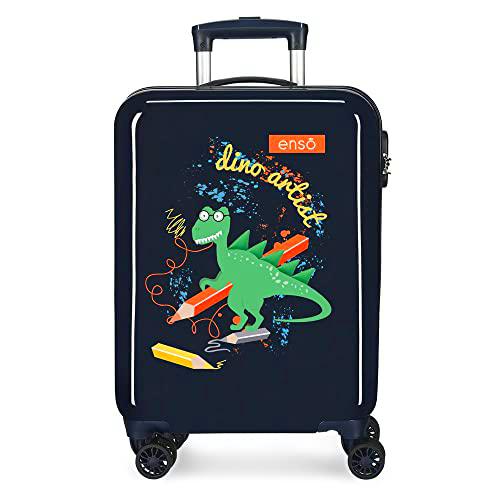 Enso Dino Artist Maleta de Cabina Multicolor 38x55x20 cms Rígida ABS Cierre de combinación Lateral 34L 2 kgs 4 Ruedas Dobles Equipaje de Mano
