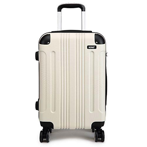 Kono ABS Maletas de Viaje Rígida Ligera 56cm Equipaje de Mano Cabina con 4 Ruedas Giratorias (Beige, 20")