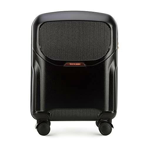 WITTCHEN Elegante Maleta Trolley Equipaje de Mano Durable policarbonato Trolley 8 Ruedas TSA Cerradura de combinación Mango telescópico Negro 36 litros