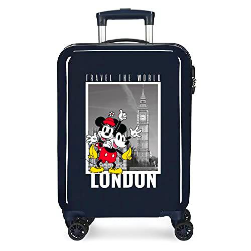 Disney Mickey y Minnie Travel The World London Maleta de Cabina Azul 38x55x20 cms Rígida ABS Cierre de combinación Lateral 34L 2 kgs 4 Ruedas Dobles Equipaje Mano