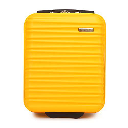 WITTCHEN Maleta de Viaje Equipaje de Mano Maleta de Cabina Maleta de ABS con 4 Ruedas giratorias Cerradura de combinación Asa telescópica Groove Line Tamaño XS Amarillo