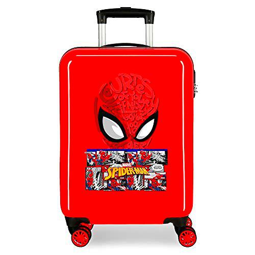 Marvel Spiderman Comic Maleta de Cabina Rojo 38x55x20 cms Rígida ABS Cierre de combinación Lateral 34L 2,66 kgs 4 Ruedas Dobles Equipaje de Mano