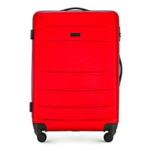 WITTCHEN Maleta de Viaje Equipaje de Mano Maleta de Cabina Maleta de ABS con 4 Ruedas giratorias Cerradura de combinación Asa telescópica Globe Line Tamaño M Rojo