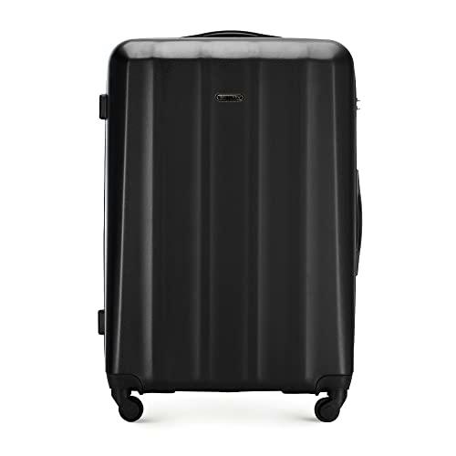 WITTCHEN Maleta de Viaje Equipaje de Mano Maleta de Cabina Maleta rígida de policarbonato con 4 Ruedas giratorias Cerradura de combinación Asa telescópica Cruise Line Tamaño L Negro
