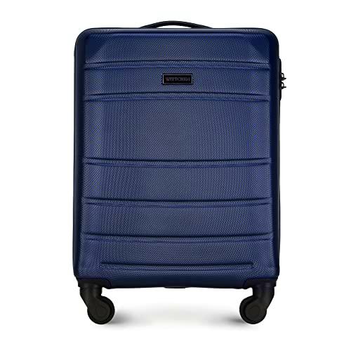WITTCHEN Maleta de Viaje Equipaje de Mano Maleta de Cabina Maleta de ABS con 4 Ruedas giratorias Cerradura de combinación Asa telescópica Globe Line Tamaño S Azul Oscuro