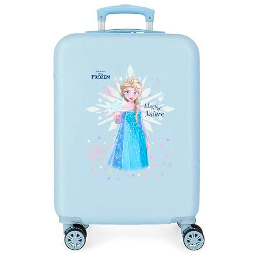 Joumma Disney Frozen Magic Ice Maleta de Cabina Azul 38x55x20 cms Rígida ABS Cierre de combinación Lateral 35L 2 kgs 4 Ruedas Dobles Equipaje Mano