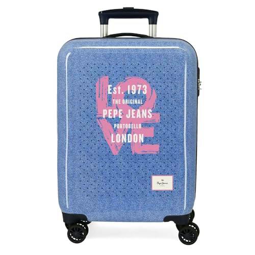 Pepe Jeans Noni Denim Maleta de Cabina Multicolor 38x55x20 cms Rígida ABS Cierre TSA 34L 2 kgs 4 Ruedas Dobles Equipaje Mano by Joumma Bags
