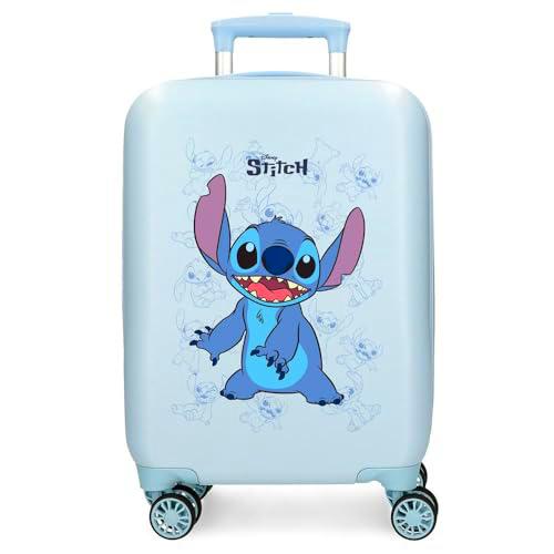 Joumma Disney Happy Stitch Maleta de Cabina Azul 33x50x20 cms Rígida ABS Cierre de combinación Lateral 28,4L 2 kgs 4 Ruedas Dobles Equipaje Mano