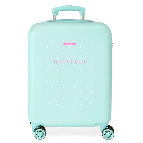 MOVOM La Vita e Bella Maleta de Cabina Azul 38x55x20 cms Rígida ABS Cierre de combinación Lateral 35L 2 kgs 4 Ruedas Dobles Equipaje Mano