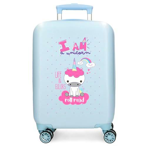 Roll Road I Am Unicorn Maleta de Cabina Azul 33x50x20 cms Rígida ABS Cierre de combinación Lateral 28,4L 2 kgs 4 Ruedas Dobles Equipaje Mano