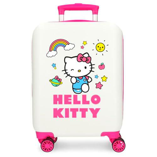 Hello Kitty You Are Cute Maleta de Cabina Blanco 33x50x20 cms Rígida ABS Cierre de combinación Lateral 28,4L 2 kgs 4 Ruedas Dobles Equipaje Mano