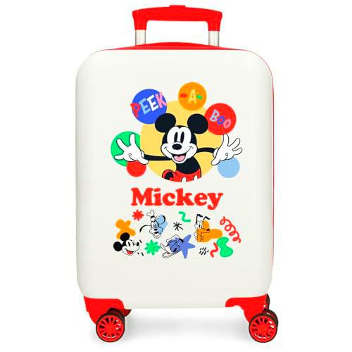 Joumma Disney Mickey Peek a Boo Maleta de Cabina Blanco 33x50x20 cms Rígida ABS Cierre de combinación Lateral 28,4L 2 kgs 4 Ruedas Dobles Equipaje Mano