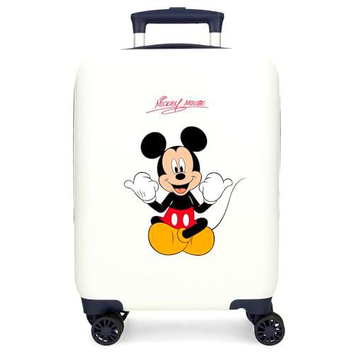 Joumma Disney Mickey Cheerlful Maleta de Cabina Blanco 33x50x20 cms Rígida ABS Cierre de combinación Lateral 28,4L 2 kgs 4 Ruedas Dobles Equipaje Mano