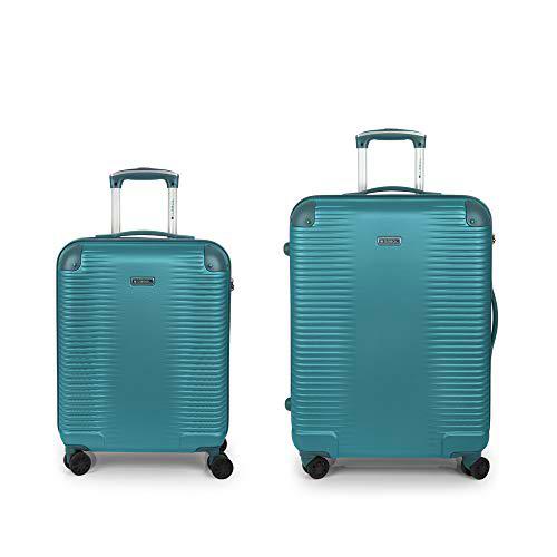 Gabol - Balance | Juego de Maletas de Viaje Rigidas de Color Turquesa con Trolley de Cabina y Trolley Mediano