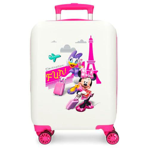 Joumma Disney Minnie &amp; Daisy Paris Maleta de Cabina Blanco 33x50x20 cms Rígida ABS Cierre de combinación Lateral 28,4L 2 kgs 4 Ruedas Dobles Equipaje Mano