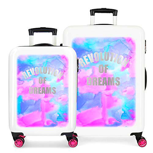 Enso Revolution Dreams Juego de Maletas Multicolor 55/68 cms Rígida ABS Cierre combinación 104L 4 Ruedas Dobles Equipaje de Mano