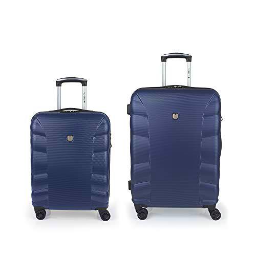 Gabol - London | Set de Maletas de Viaje Rigidas de Color Azul con Maleta de Cabina y Trolley Mediano