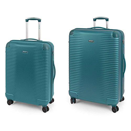 Gabol - Balance | Juego de Maletas de Viaje Rigidas de Color Turquesa con Trolley Mediano y Trolley Grande