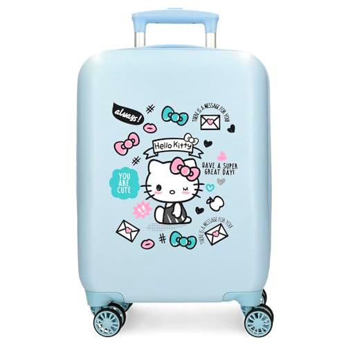 Hello Kitty You Are Cute Maleta de Cabina Azul 33x50x20 cms Rígida ABS Cierre de combinación Lateral 28,4L 2 kgs 4 Ruedas Dobles Equipaje Mano