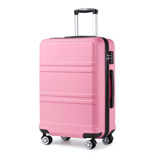 Kono Maletas de Viaje Mediana Rígida ABS 65cm Maleta Mediana Equipaje de Mano con 4 Ruedas y Cerradura de Combinación TSA (M, Rosa)
