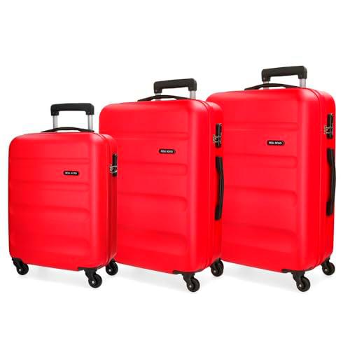 Roll Road Flex Juego de maletas Rojo 55/65/75 cms Rígida ABS Cierre combinación 182L 4 Ruedas Equipaje de Mano