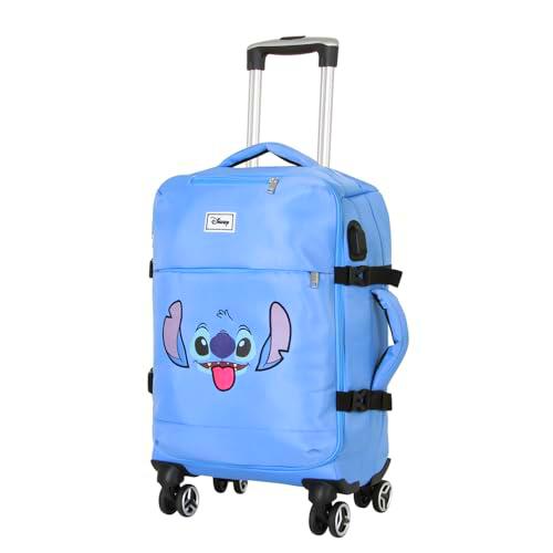 Lilo y Stitch Face-Maleta de Cabina 4 Ruedas, Azul