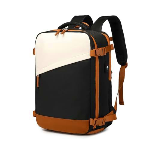 Kono Mochila de Mano 45 x 30 x 18 Mochila Casual Diaria Resistente al Agua Mochila de Viaje para Portátil de 15.6 Pulgadas con Puerto de Carga USB y Compartimento para Zapatos (Negro)