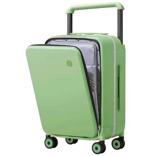 mixi Maleta de Lujo con asa Ancha para Equipaje de Mano de policarbonato Duro con Marco de Aluminio para portátil Frontal Abierto