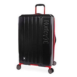 Hurley Swiper Hardside - Maleta de 29 Pulgadas, Color Negro y Rojo