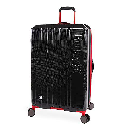 Hurley Swiper Hardside - Maleta de 29 Pulgadas, Color Negro y Rojo