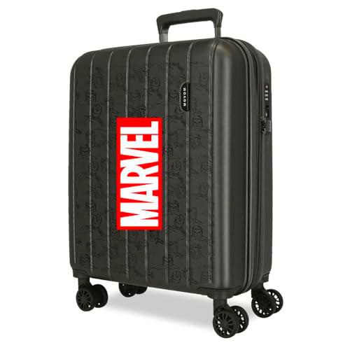 Joumma Marvel Logo Maleta de Cabina Antracita 40x55x20 cms rígida 2,8 kgs Cierre TSA Integrado ABS 2,8 kgs 37L Extensible Equipaje de Mano