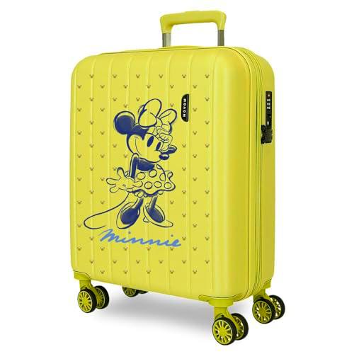 Joumma Disney Minnie Line Maleta de Cabina Amarillo 40x55x20 cms rígida 2,8 kgs Cierre TSA Integrado ABS 2,8 kgs 37L Extensible Equipaje de Mano