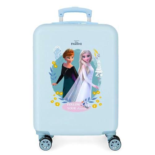Disney Frozen Follow your dreams Maleta de cabina Azul 38x55x20 cms Rígida ABS Cierre de combinación lateral 34 2 kgs 4 ruedas dobles Equipaje de Mano
