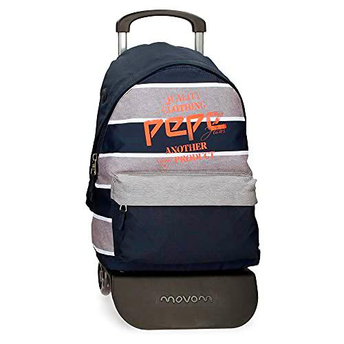 Pepe Jeans Pierre Mochila con Carro Multicolor 32x42x16 cms Poliéster 22.79L